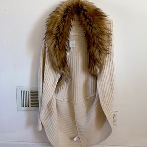 Joie cream and fur lined sweater